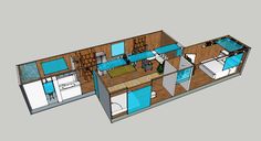 the floor plan for an apartment with two beds and one living room, is shown in blue