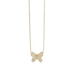 Gold & Diamond Butterfly Necklace Yellow Gold Diamond Necklace With Butterfly Charm, Luxury Yellow Gold Necklace With Butterfly Charm, Gold Diamond Butterfly Necklace, Yellow Gold Butterfly Necklace With Adjustable Chain, Long Necklace Outfit, 14k Gold Butterfly Necklace, Diamond Butterfly Necklace, Gold Butterfly Necklace, Rose Gold Pendant Necklace