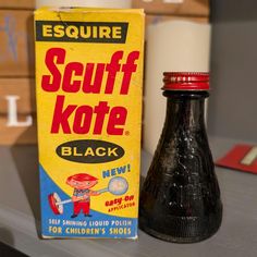 1960s Esquire Scuff-Kote  - Vintage Shoe Polish Box and Bottle - Old Shoe Care Has Contents. For Display Only. Box measures about 5" x 2 1/4" x 2 1/4"  I don't sell reproductions, rest assured everything I sell is old and original. If you have a question, ask it. I'd like you to be fully satisfied with your purchase.  Just to keep things easy, I offer flat rate shipping. I will combine shipping as much as possible. If you purchase multiple items, and want combined shipping, please request an invoice. Thanks.  If you love old advertising, be sure to add me to your favorite sellers list as I try to sell 50-100 items every week. Vintage Boots Used 8.5, Old Advertising, Vintage Shoe, Shoe Polish, Old Shoes, Childrens Shoes, Shoe Care, Vintage Shoes, Like You