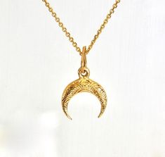 14k Gold crescent moon pendant gold moon gold tribal | Etsy Symbolic Crescent Yellow Gold Jewelry, Gold Plated Crescent Jewelry, Moon Pendant Gold, Aqua Pendant, Gold Crescent Moon, Moon Gold, Moon Crescent, Angel Jewelry, Crescent Moon Pendant