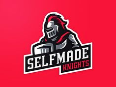 the self made knights logo on a red background