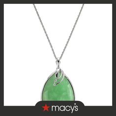 in stock Macy's Sterling Silver Teardrop Jewelry, Green Polished Pendant Necklace, Green Pendant Necklace With Polished Finish, Green Teardrop Pendant Jewelry With Large Pendant, Green Teardrop Polished Jewelry, Elegant Jade Necklace With Large Pendant, Macy's Teardrop Jewelry For Gift, Macy's Sterling Silver Pendant Necklace, Elegant Green Macy's Jewelry