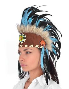 PRICES MAY VARY. Adult headdress STANDARD SIZE. They are UNISEX. They have an elastic in the back for better fit and comfort. Totally handmade made with natural feathers treated and painted in different colors We take inspiration from Native American cultures, but are not made from authentics Natives You can use it at Halloween parties, as a costume at a party or wear it at a music festival. Indian Feather Headdress, Native American Inspired. Warbonnet, Headband. Diferent colors availables Adult Aztec Headdress, Meso America, Indian Feathers, Indian Headdress, Feather Headdress, Native American Culture, Halloween Parties, Headdress, Costume Accessories