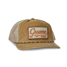 Our vintage inspired corduroy Gruene, Texas hat was designed to resemble the beautiful Fall foliage surrounding the Guadalupe River. Going to Gruene Hall? Take a walk down the hill onto the bridge & have a looksy. The colorful trees won't disappointed! Vintage Curved Brim Baseball Cap For Rodeo, Vintage Rodeo Baseball Cap With Curved Brim, Vintage Curved Brim Snapback Hat For Rodeo, Vintage Beige Hat For Outdoors, Vintage Beige Hat For Outdoor, Vintage Adjustable Baseball Cap For Rodeo, Vintage Snapback Rodeo Hat, Vintage Snapback Hat For Rodeo, Adjustable Vintage Snapback Hat For Rodeo