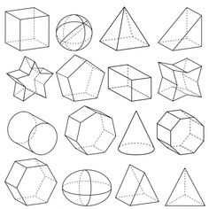 an image of different shapes to be used in the drawing lesson, including cubes and triangles