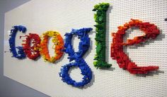 the google logo is made out of legos