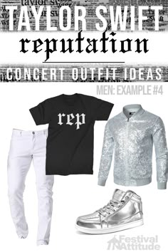 Discover the spark of Taylor Swift's Reputation Era style with our curated outfit ideas. Radiate charisma, energy, and undeniable style at your next concert! Mens Reputation Outfit Taylor Swift, Taylor Swift Concert Outfit Ideas Male, Reputation Male Outfit, Taylor Swift Reputation Outfits Men, Mens Eras Tour Outfit Ideas, Mens Era Tour Outfit, Men’s Reputation Era Outfit, Taylor Swift Eras Tour Mens Outfits, Reputation Taylor Swift Outfits Men