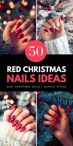 Achieve elegance with Red Christmas Nails this December. Explore Candy Cane patterns and Cute, Easy designs suitable for Gel and Acrylic applications. Save to your "Elegant Nails" board and read the article for more inspiration. Red And White Nails, Mint Nails, Dark Red Nails, Statement Nail, Red Christmas Nails, White Nail Art, Classic Nails, Holiday Nail Art, Christmas Nails Acrylic