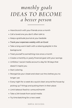 monthly goals inspiration to become a better person Goals Ideas, Become A Better Person, Monthly Goals, Better Person, Get My Life Together, Journal Writing Prompts