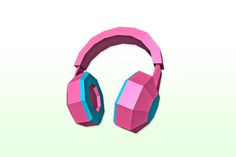 a pair of pink and blue headphones sitting on top of each other