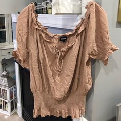 *New/Never Worn, Just Crinkled From Storage *Smoke Free Home Casual Beige Ruffled Peasant Top, Pink V-neck Smocked Top Casual, Boho Cottage Core, Dusty Blush, Boho Cottage, Short Sleeve Crop Top, Short Sleeve Cropped Top, Floral Mini Dress, Cottage Core