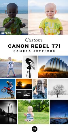 an advertisement for the canon bod camera sittings website, with photos and text