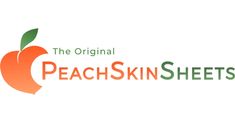 the original peachskinsheets logo with an orange apple on it's side