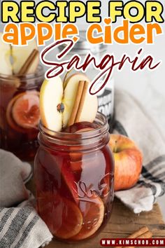 an apple cider sanggin recipe in a mason jar