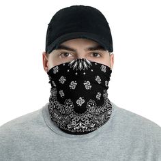 Black Bandana Neck gaiter. Protective Snood Face Mask and Moisture Wicking, Washable Light and Breathable Mask. Depending on where you live, to get to you as quick as possible, this neck gaiter will be made either in easter Europe (Latvia) or in Mexico. This neck gaiter is a versatile accessory that can be used as a face covering, headband, bandana, wristband, and neck warmer. Upgrade your accessory game and find a matching face shield for each of your outfits. * 95% polyester, 5% elastane (fabr Breathable Casual Bandana For Outdoor, Casual Black Bandana For Outdoor, Black Breathable Bandana For Outdoor, Breathable Casual Bandana, Casual Black Winter Bandana, Casual Black Bandana For Winter, Casual Adjustable Breathable Bandana, Breathable Casual Bandana One Size Fits Most, Black Breathable Casual Bandana