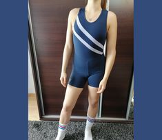 Amazing one-piece outfit Godfrey Fat Cotton Material, color- Navy Blue Good condition 8/10 this item with high socks is awesome on street style or for photos One-piece outfit for walking/ for dancing/ gymnastics/ on rolls/ on a skateboard/ Coachella/ Arts Festival Size S, Good on S,M Crazy One-Piece OUTFIT: A- total length ~~72cm B- width under the armpits ~~33cm I Invite you to my other offers :) Have additional questions? Contact me, I am happy to help! Costume was measured laying flat and rel Blue Stretch Unitard For Swimming, Fitted One-piece Sports Leotard, High Stretch Blue Unitard For Swimming, Fitted Blue Unitard For Summer, Sporty Fitted Summer Unitard, Casual Stretch Bodysuit For Training, Fitted Athleisure Unitard For Summer, Stretch Blue Bodysuit For Training, Casual Sleeveless Leotard