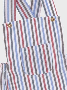 These stylish dungarees are ideal for both Fourth of July celebrations and everyday wear! Featuring a convenient front pocket, flexible elastic sides, and sturdy straps, they can be paired with a tee or worn alone for a comfortably chic look. Made in Portugal. 100% cotton Front button closure. Cotton Shortalls With Suspenders And Bib Front, Cotton Bib Front Shortalls With Suspenders, Cotton Bib Front Overalls With Suspenders, Cotton Overalls With Suspenders And Bib Front, Cotton Bottoms With Side Pockets And Bib Front, Cotton Jumpsuits And Rompers With Adjustable Straps, Casual Striped Overalls With Pockets, Cotton Jumpsuit With Adjustable Straps And Bib Front, Striped Cotton Overalls