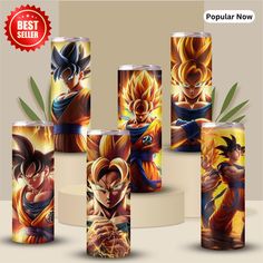 dragon ball can coolers are shown with different designs