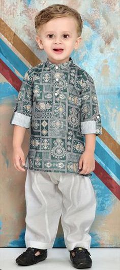 Black and Grey color Boys Kurta Pyjama in Cotton fabric with Printed work Printed Green Sets For Festivals, Green Printed Sets For Festivals, Festive Multicolor Cotton Fabric, Casual Multicolor Festive Sets, Cotton Patterned Sets For Festivals, Patterned Cotton Sets For Festivals, Multicolor Cotton Tops For Eid, Festival Cotton Patterned Sets, Patterned Cotton Sets For Eid