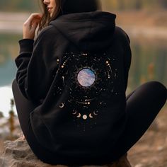 Available In Unisex S, M, L, Xl, And Xxl. Just Place An Order And Message Your Size After! Moon Phase Hoodie, Witchy Clothes, Mystical Design Stay Cozy And Stylish With Our Moon Phase Hoodie, Perfect For Those Who Love Witchy And Celestial Vibes. Crafted From Soft Polyester Fabric, This Hoodie Keeps You Warm While Remaining Breathable. It Features A Front Kangaroo Pocket, Adjustable Drawstring Hood, And Ribbed Cuffs For A Snug Fit. Whether You're Relaxing At Home, Running Errands, Or Exploring T Nyx Aesthetic, Witchy Clothes, Sweatshirt Trendy, Hoodie Oversize, Trendy Aesthetic, Design Clothes, Oversized Hoodie, Oversize Hoodie, Colorful Hoodies