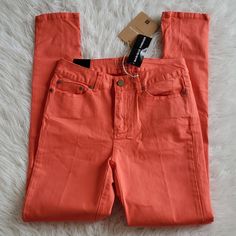 Brand New With Original Tag. Insight Denim Brand. Insight Denim Collection Permanent Fix. Python Women's Jeans Deep Coral. 3 Pocket Front, 2 Pocket Back. One Button Zipper Down Front. Python Overdye Slim Zip Ankle Size: 4/26 Approximate Measurements Waist Measured Flat Across 14.5" Front Rise 10" Back Rise 14.5" Inseam 30" Lenght 39" Leg Hole 6" Hunter Green Pants, Preppy Pants, Zara Fall, Topshop Jeans, Corduroy Jeans, Blue Khakis, Denim Collection, Juniors Jeans, Denim Branding