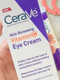 CeraVe Skin Renewing Vitamin C Eye Cream features 5% pure vitamin C, hyaluronic acid, caffeine and 3 essential ceramides to visibly reduce the look of dark circles and puffiness while hydrating and helping to restore the protective skin barrier. Vitamin C Eye Cream, Drugstore Moisturizer, It Cosmetics Cc Cream, Under Eye Puffiness, Reduce Dark Circles, Benzoic Acid, Beauty Products Drugstore