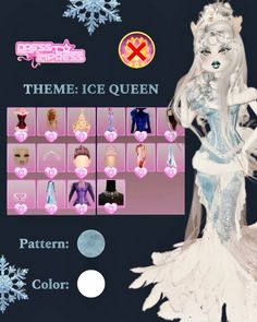 an ice queen dress up game with snowflakes