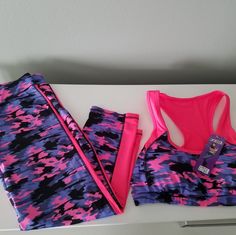 Nwt, Fun Set! Bright, Cheery And Motivating!! Comfy Fit Cheap Purple Summer Activewear, Free Crop Tops, Running Sports Bra, Yoga Logo, Crop Bra, High Impact Sports Bra, Strappy Sports Bras, Lululemon Sports Bra, Nike Sports Bra