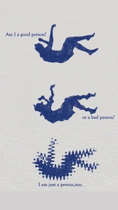 an image of two people swimming in the water with words written below them that read, am i good person? or a bad person?