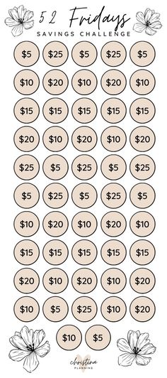 the printable pricing sheet for $ 2 and $ 3 dollars with flowers on it