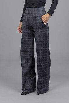 Why we love this: Feel confident with every stride! These elegantly designed, plaid wide leg pants are crafted from our comfortable, stretch PowerStrong fabric, will effortlessly transition you from desk-to-dinner. Features: KiraGrace PowerStrong Print: Feels comfortable and luxurious  High-rise, 32.5" inseam. Leg Opening: 23"  Slimming high waist with practical side pockets Made in U.S.A. of imported fabric   Waist: High-Waisted (13.5" Rise) Inseam: 32.5" inseam, easy t Formal Plaid Wide Leg Bottoms, Chic Plaid Wide Leg Pants, Elegant Plaid Pants For Business Casual, Elegant High-waisted Plaid Pants, Elegant Plaid Business Casual Pants, Elegant Plaid Pants For Workwear, Elegant Plaid Pants For Office, Elegant Plaid Wide-leg Pants, Plaid Wide Leg Pants For Formal Occasions