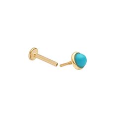 These turquoise studs add a vibrant pop of blue to your outfit. Created in brightly polished solid 14k gold, these lightweight and hypoallergenic flat back earrings are perfect for everyday wear.Details: Size: 3MM Stone: Turquoise Color: Turquoise Shape: Round Flat Back Length: 5mm, 6.5mm, 8mm, or 10mm Solid 14k Yellow Gold Item sold singly New Ear Piercing, Flat Piercing, Flat Back Earrings, Solid Gold Jewelry, Turquoise Color, Guinea Bissau, Solid Gold, Gold Jewelry, Yellow Gold