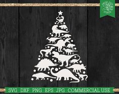 dinosaur christmas tree svg cut file