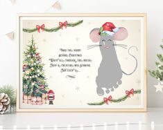 a christmas card with a mouse on it