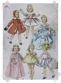 four children's dresses and shoes from the 1950's