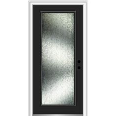 a black and silver door with glass on the front side, isolated against a white background