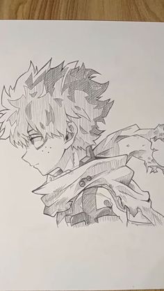 a drawing of an anime character on paper