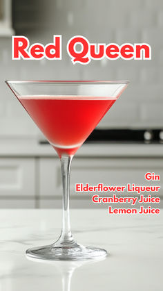 Red Queen Cranberry Elderflower Cocktail, Cranberry Cocktails, Cranberry Cocktail Recipe, Alcohol Ideas, Cocktail Cards, Easy Gin Cocktails, How To Make Gin, Festive Holiday Drinks