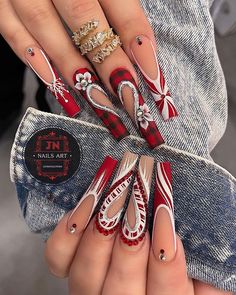 Which one of these are your Favorites Spring Nails 1,2,3,4,5 🔥 @johnhnguyen94 #nailmob #nailsofinstagram💅 #classynails #nailpro… | Instagram Red Christmas Nail, Christmas Nail Designs Acrylic, Plaid Nail Art, Christmas Nail Ideas, Xmas Nail Art, Plaid Nails, Cute Christmas Nails, Dope Nail Designs