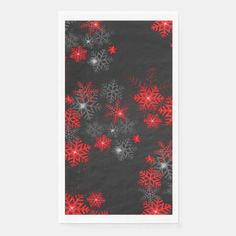 red and white snowflakes on black paper napkins