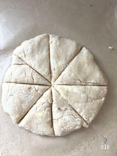 the dough is cut into eight sections