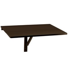 a brown table with two legs and a square top on the bottom, sitting against a white background