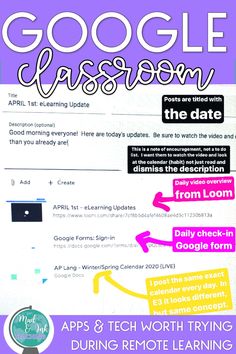 the google classroom poster is shown with text