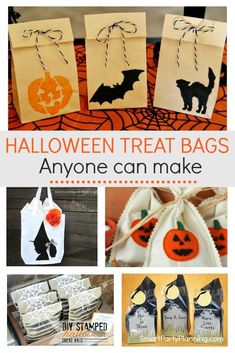 halloween treat bags with pumpkins and bats on them