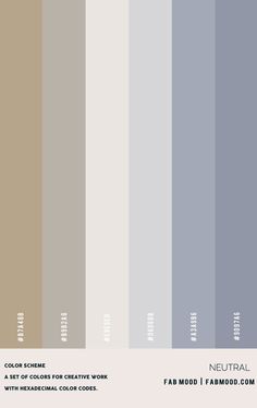 the color scheme for neutral is shown in shades of gray, brown and beiges