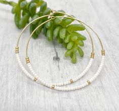 White Beads Hoop Earrings, Beaded Hoop Earrings, Dainty Bead Hoop Earrings, Dangle Gold Earrings, Minimalist Big Hoop Earrings, Gold Hoop - Etsy White 14k Gold Filled Hoop Earrings, Handmade White 14k Gold Filled Hoop Earrings, Handmade 14k Gold Filled White Hoop Earrings, 14k Gold Filled Beaded Hoop Earrings, Everyday Hoop Earrings With Tiny Beads, Minimalist White Earrings With Tiny Beads, Dainty Small Hoop White Earrings, Minimalist Small Hoop Beaded Earrings For Everyday, Minimalist Beaded Earrings With Round Beads For Everyday