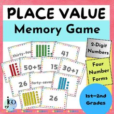 place value memory game with numbers for 1st - 2nd grade