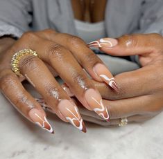 Nude Nails On Black Women, White Abstract Nails, Saved Nails, Nurse Nails, Brown Acrylic Nails, Abstract Nails, Nails Brown, Acrylic Toe Nails, Work Nails