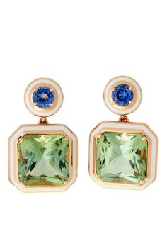 Mina Ivory Enamel Tourmaline Earrings JEWELRYFINE JEWELEARRING SELIM MOUZANNAR Luxury Classic Tourmaline Jewelry, Luxury White Enamel Earrings, Luxury Green Enamel Earrings, Tourmaline Earrings, Discount Jewelry, Fine Jewels, Green Tourmaline, Rose Gold Earrings, Jewelry Lover