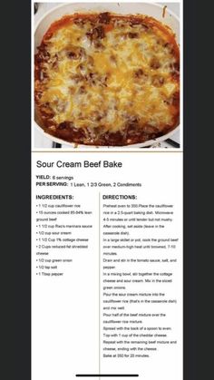 the recipe for sour cream beef bake